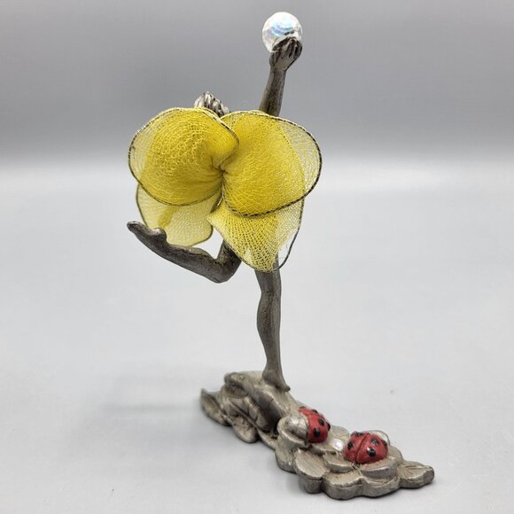 2000 Sunglo Signed Fairy Angel Figurine Butterfly Wings Crystal Ball Ladybugs - Picture 14 of 16